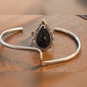 NAKAI NAVAJO ONYX & STERLING RING SZ 7 & HERBERT TSOSIE 925 STERLING BRACELET HT